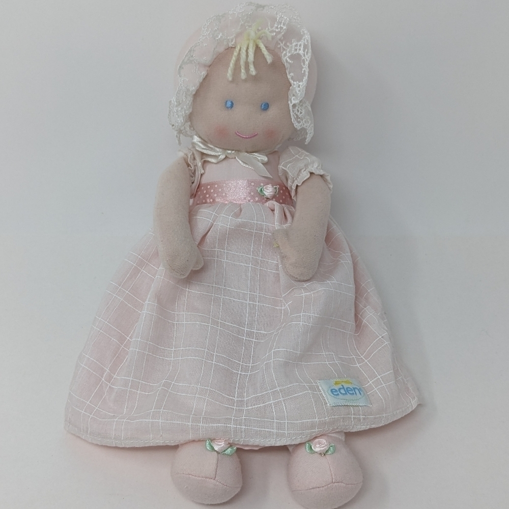 EDEN Cloth Doll Pastel Pink Rosebud Dress Baby